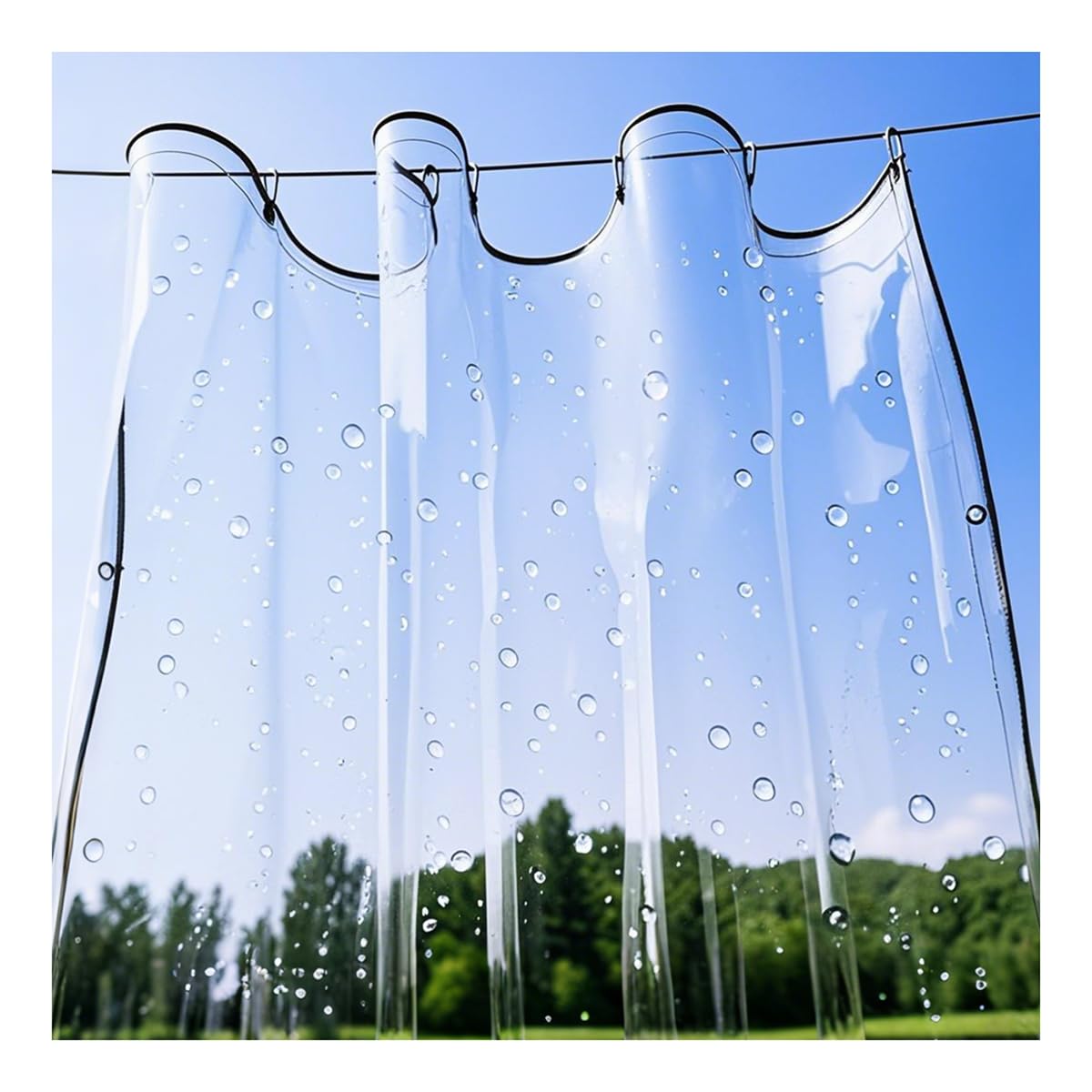 Gdmokle Transparant Waterproof Transparent Tarpaulin With Eyelets, Clear Pvc Weatherproof Tarpaulin, Tear-Resistant Curtain For Patios, Balconies, Plant Cover, Rain Cover, 400 G/M²