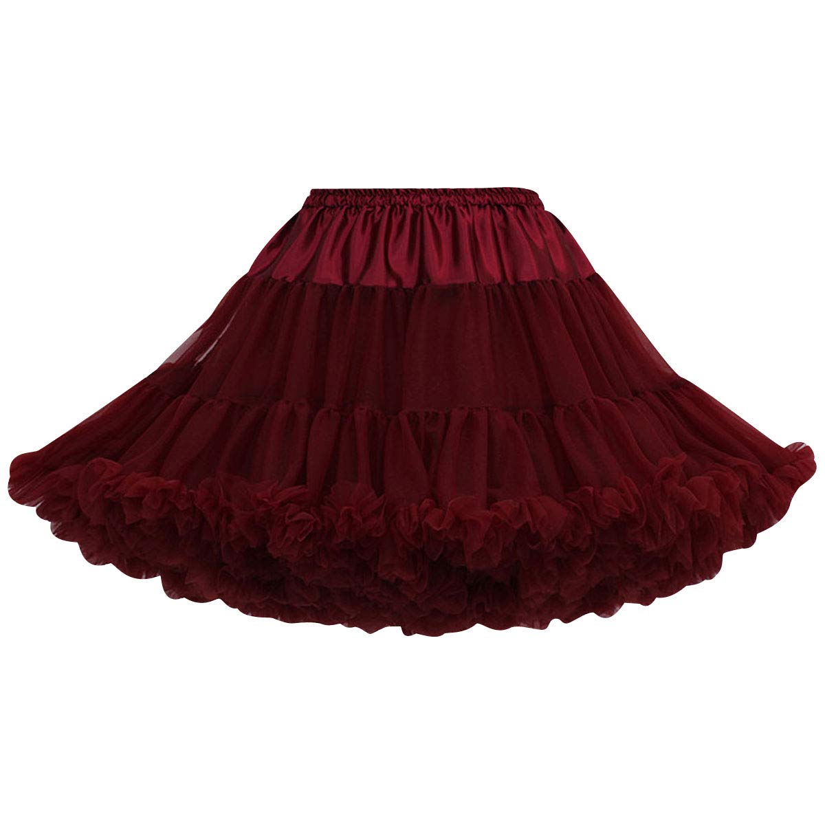 Womens Tutu Skirt Adult Puffy Fancy Dress Tutu Skirts Tutus For Women Ruffle Fluffy Tulle Skirts For Adults Layered Tutu Underskirt Petticoat Tutu Costumes Ballet Dance Tutus Birthday Party Wine Red