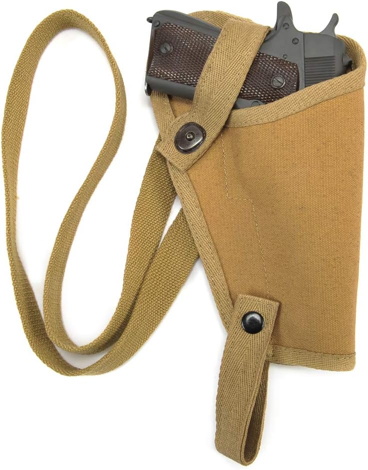 US M3 Khaki Canvas M1911 .45 Tanker Shoulder Holster Marked JT&L for Colt 1911 and Similar Size semi Autos