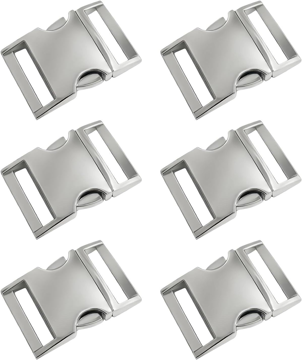 6-Piece Metal Quick Side Release Buckles, 20mm (3/4 Inch) Inner Width Silver Bag Buckles Clips for Straps, Belt Clips and Bags Hardware Bag Making, Durable Buckle for Backpack, Webbing, Luggage
