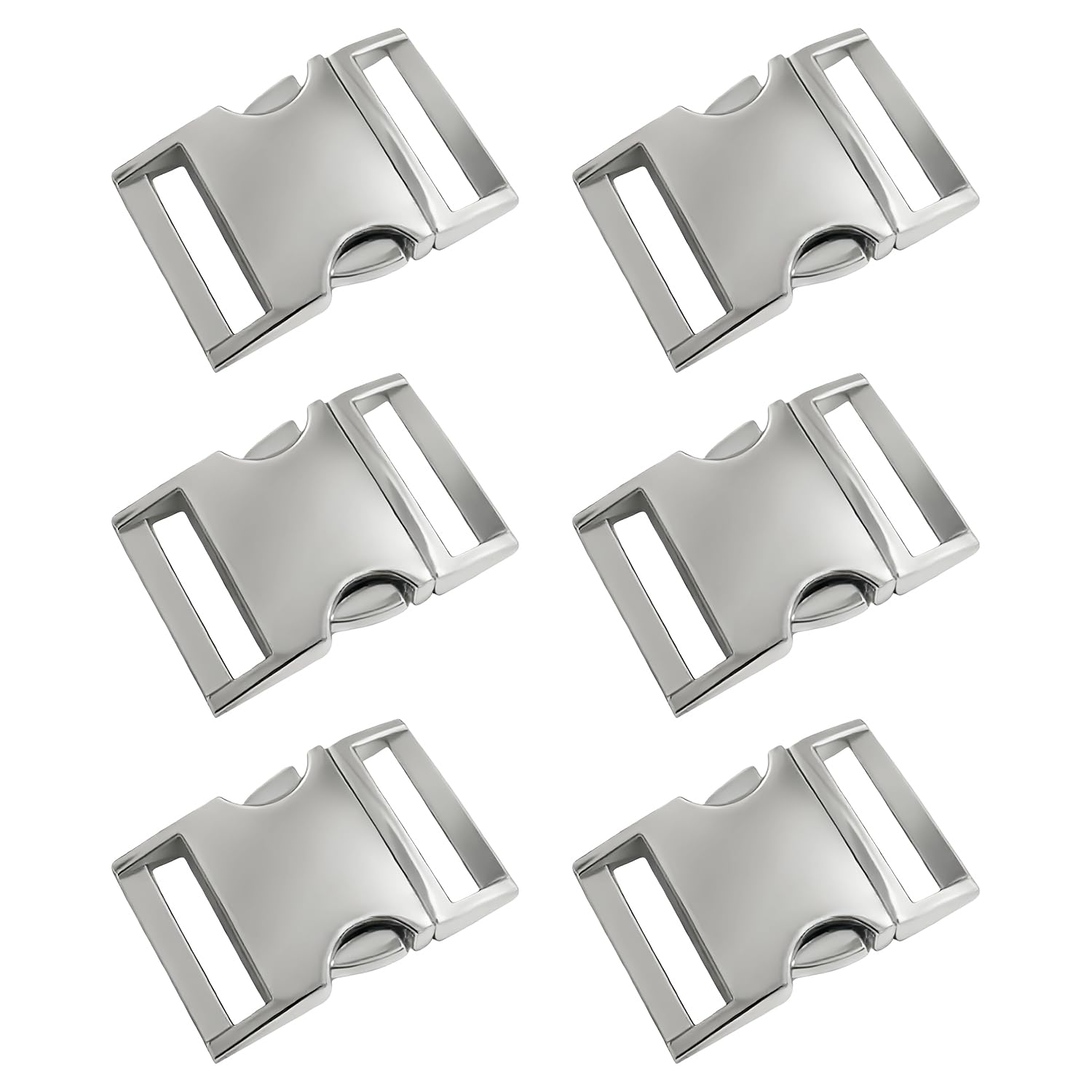 6-Piece Metal Quick Side Release Buckles, 20mm (3/4 Inch) Inner Width Silver Bag Buckles Clips for Straps, Belt Clips and Bags Hardware Bag Making, Durable Buckle for Backpack, Webbing, Luggage