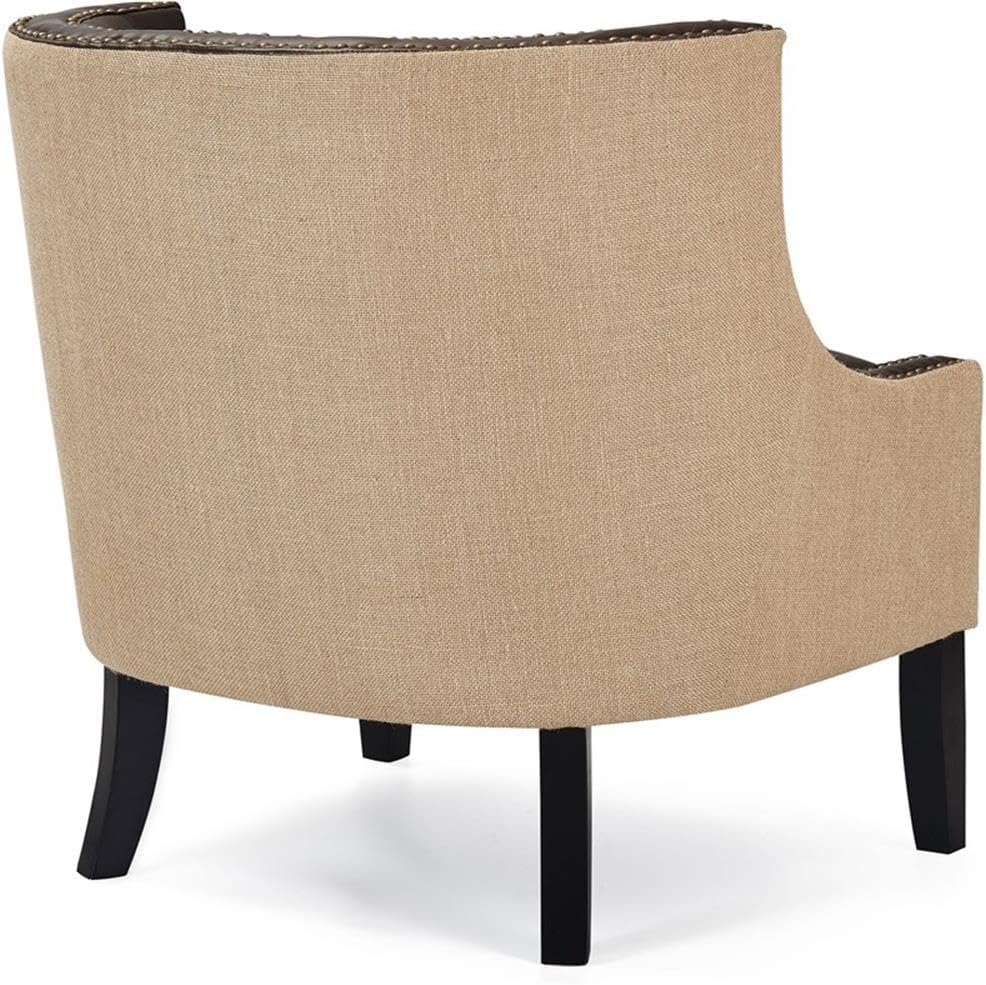 Tommy Hilfiger Dorset Leather Club Chair, Brass Nailhead Accent Trim, High Back Reading Armchair, Traditional Living Room Furniture, Chesterfield Brown