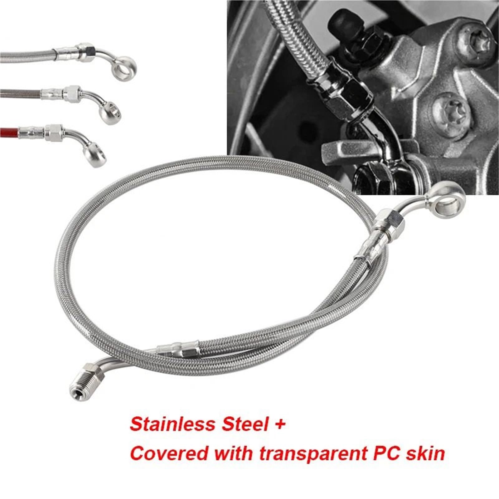 Zestaw naprawczy do linek hamulcowych Do Softail 2018-2023 Low Street Bob Przewody hamulcowe olejowy regulatorem ABS Banjo Przedni nad głową(75cm Silver Straight)