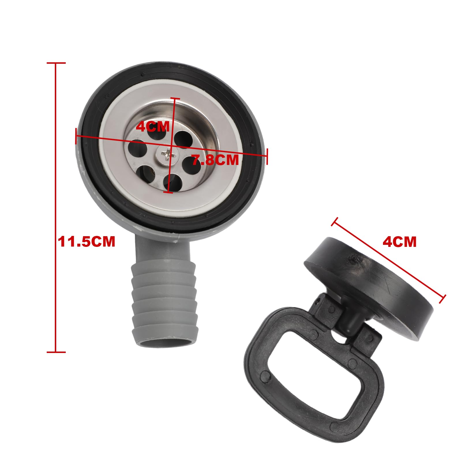Desagüe lavabo para caravana inoxidable tubo de ducha sifon para autocaravana de 55 mm de diámetro con salida de manguera de 20 – 25 mm de 90°para barco