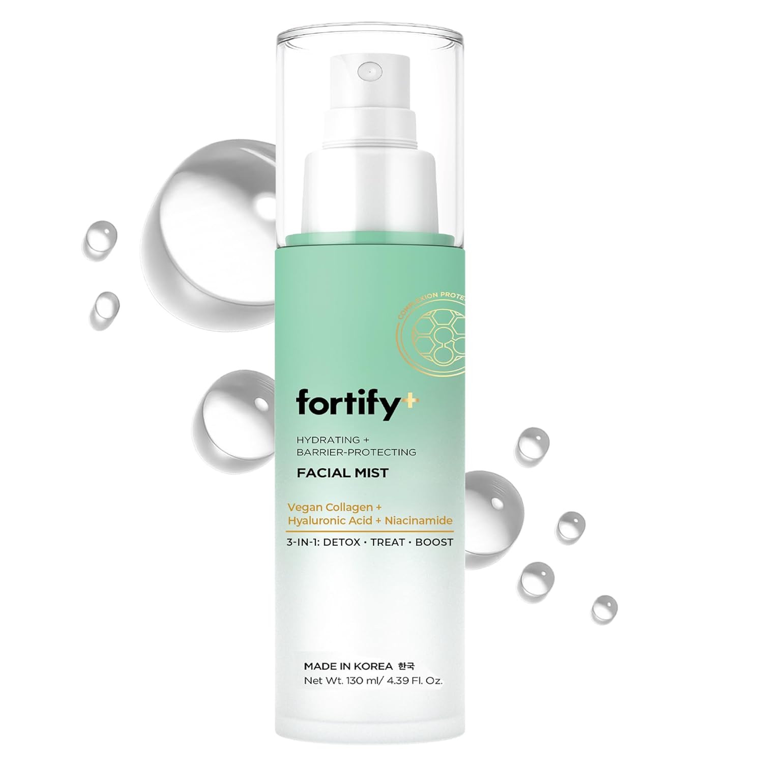 Fortify Skincare Collagen, Hyaluronic Acid & Niacinamide Face Mist – 3-in-1: Detox, Treat, Boost – Hydrating, Firming, Soothing Facial Spray – Dermatologist Tested – Vegan, Clean Beauty – 4.39 Fl Oz