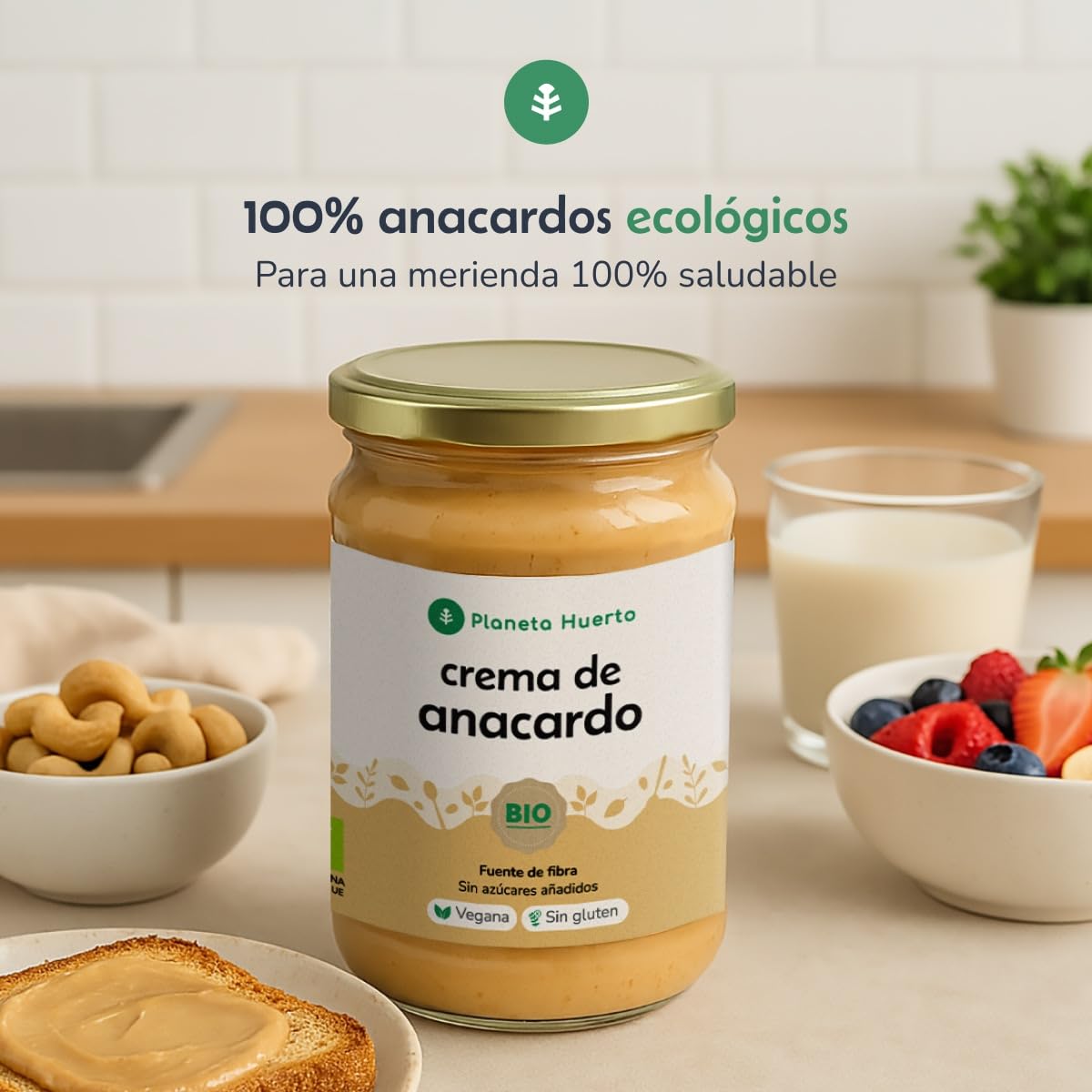 PLANETA HUERTO | Crema de Anacardo ECO 350g - Pasta de Anacardos Ecológicos 100% para una Dieta Equilibrada y Saludable