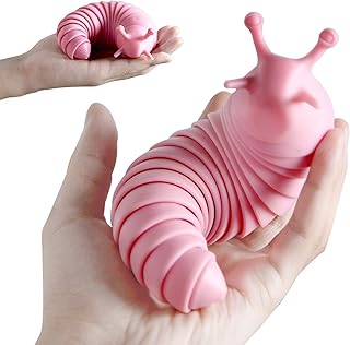 CONNOO Party Favor | 7.5" Slug Toy 3D Scanning Technical , Articulated Stretch Slug Fidget Toy, Sensory Slug Toys for Autistic, Desk Toy - Flexible, Pink