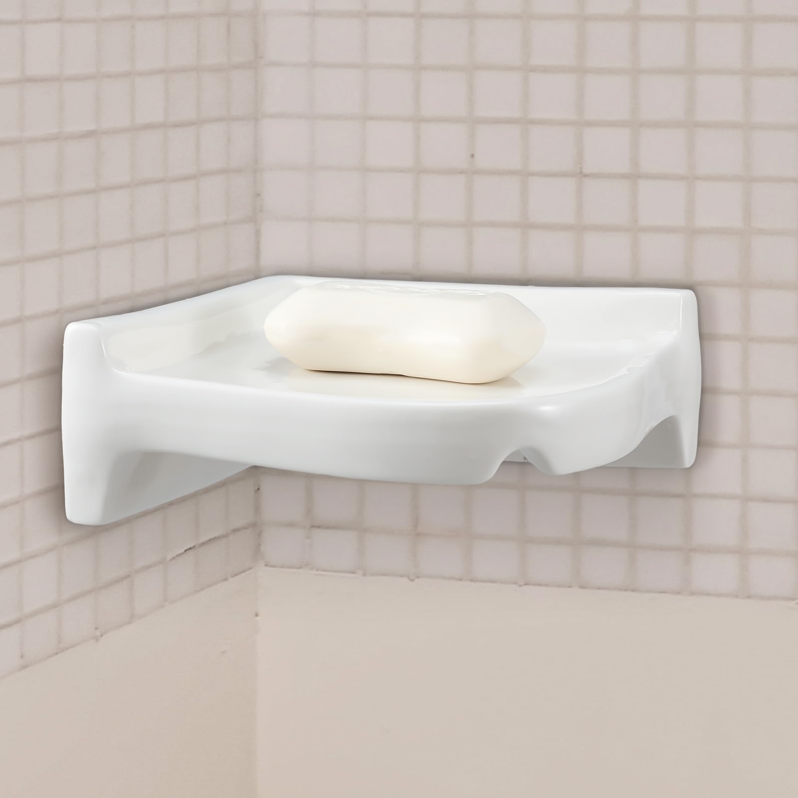 Honeydak 2 jaboneras de esquina de cerámica para ducha, azulejos de pared, soporte de jabón de cerámica blanca de 7 x 7 x 2.5 pulgadas, soporte de pared para el hogar, bañera, baño, fregadero, ducha