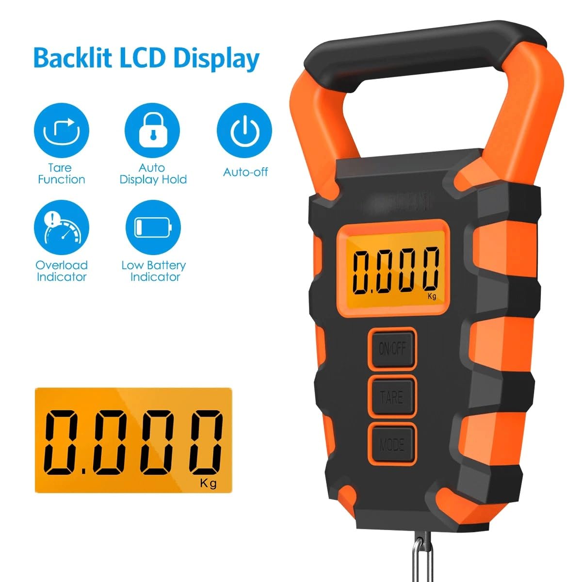 50KG Digital Fishing Scale with Ruler Portable Travel Luggage Weighing Kitchen Food