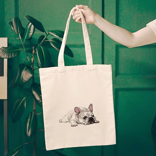 Vista 106 de WIRESTER Bolsa de lona reutilizable para mujeres y niñas, bolsa de compras de comestibles, bolsa de hombro, bolsa de viaje, animal de perro y gato