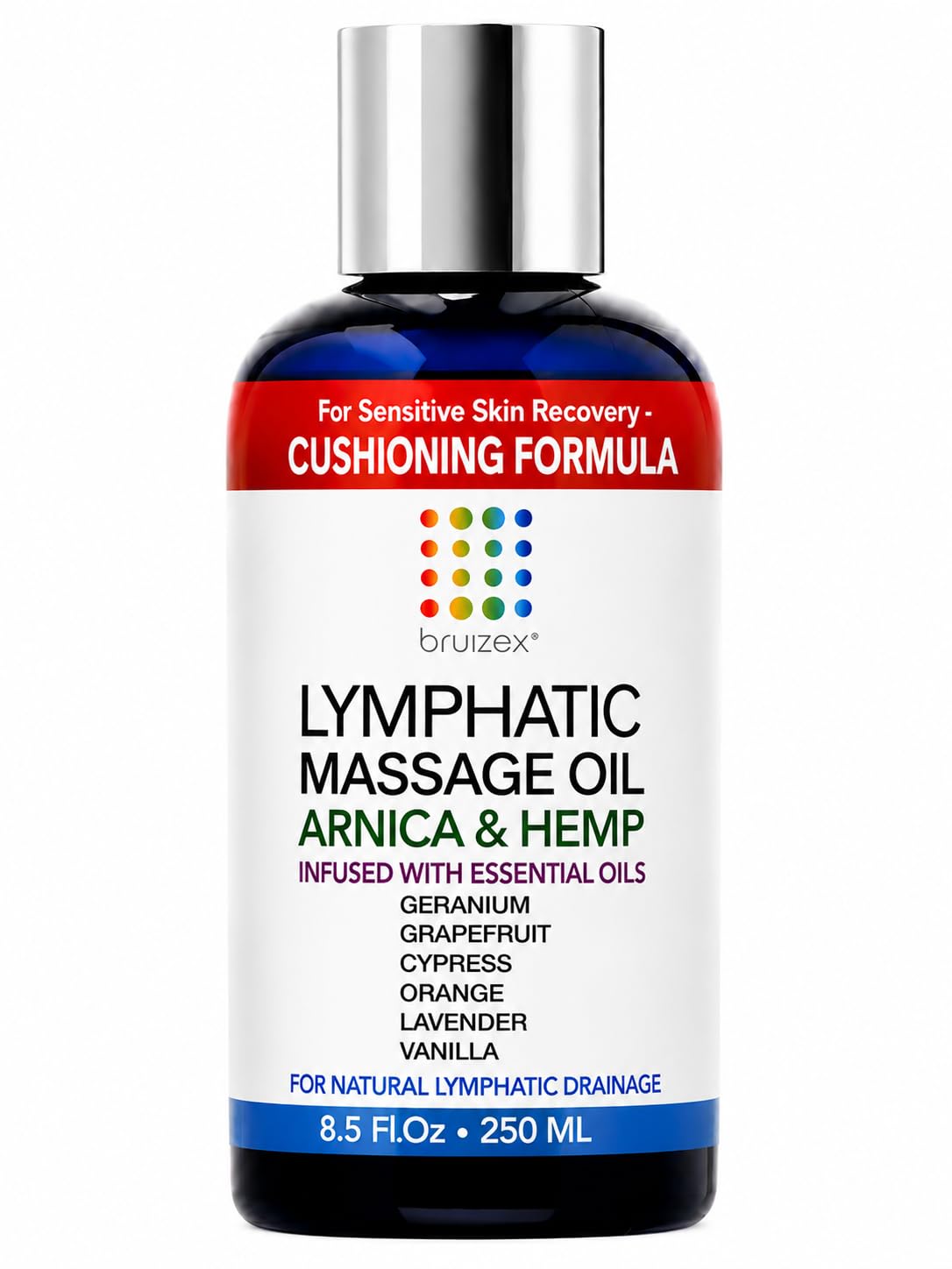 Bruizex Lymphatic Drainage Massage Oil, Arnica & Hemp Seed, 8.5 Oz