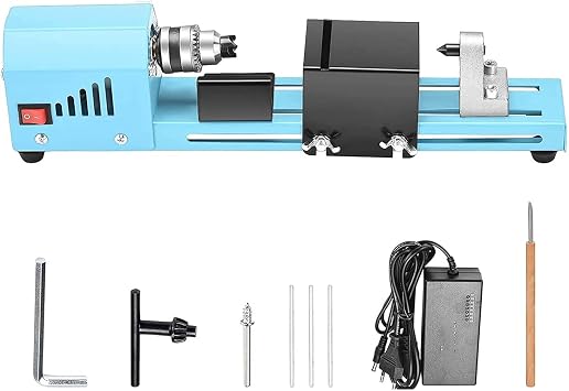 150W Mini Lathe, DIY Mini Wood Lathe, Beads Polisher Hine, Mini Lathe Polisher for Table Woodworking, Milling DIY Grinding Polishing Beads Drill Rotary Tool Set DC12-24V