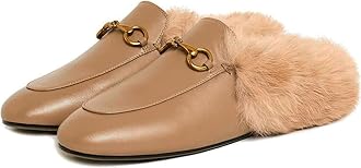 Vertundy Women's Mules Low Heel Flats Leather Slip On Backless Sandals for Girls Lady Work Slides