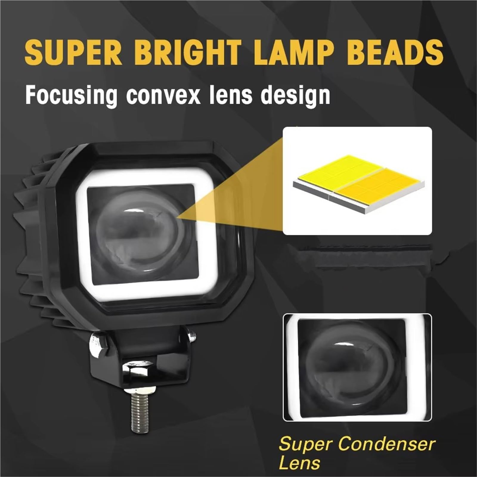Moto Sostituisce Faro Per Jeep ATV SUV Camion LED Luce Di Lavoro Angel Eye Fendinebbia Guida DRL Faretto LED Rotondo Fuoristrada 4'' 40W Faro Per Moto(Square 1piece)