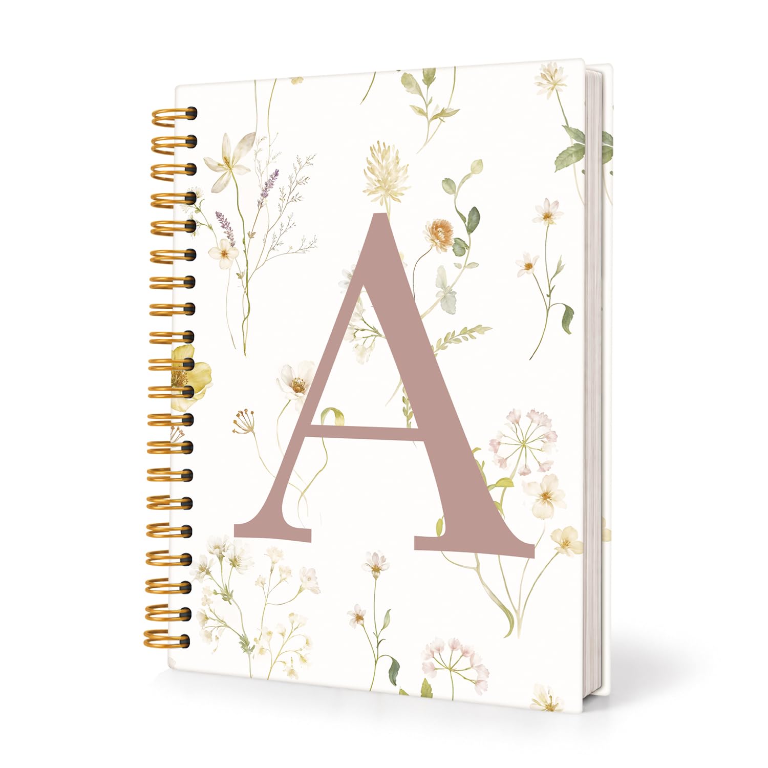 Notizbuch mit Anfangsbuchstabe A, monogrammiertes Geschenk für Frauen, Tagebuch für Teenager-Mädchen, niedliche personalisierte florale Tagebücher, Notizbücher für Frauen