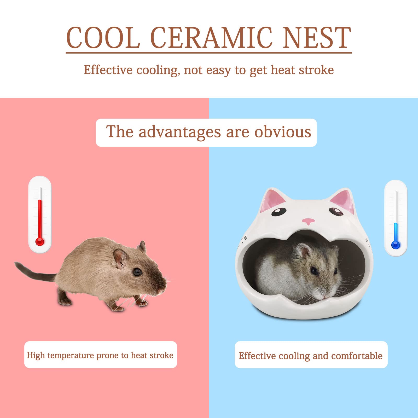 Casetta In Ceramica Per Criceti A Forma Di Animale - Rifugio Fresco Per Estete E Caldo Per Inverno - Foto 7
