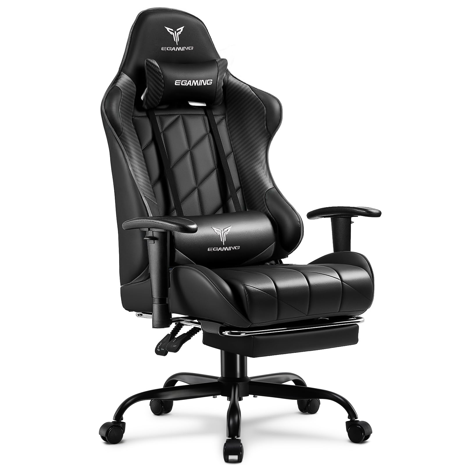 GTRACING Gaming Chair with Footrest, Ergonomic High-Back PU Leather Computer Chair with 3D Adjustable Armrests, Headrest and Lumbar Support, Office