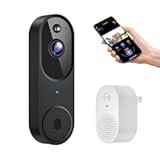 Smart Video Doorbell Camera Wireless, AI Human Detection and Instant Alerts, Night Vision, 2-Way Audio, Battery Powered, Cloud Storage Sold Seperately, 2.4G WiFi (Chime Included)