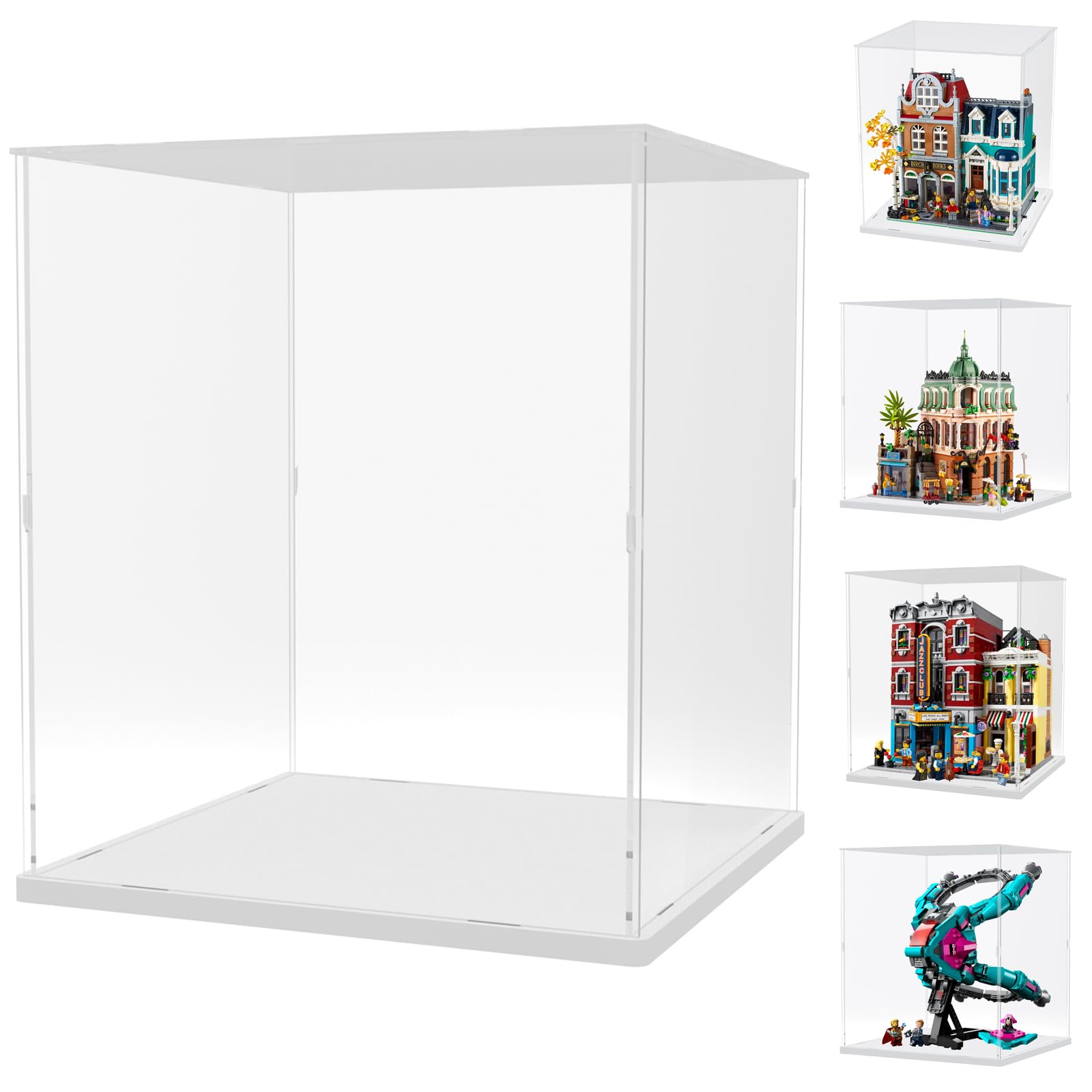 Nynelly Acrylic Display Case for Lego Modular Buildings for Models Figures - Assemble Dustproof Thickened Clear Display Box Cabinet (White, 30x30x35 cm) — image 1