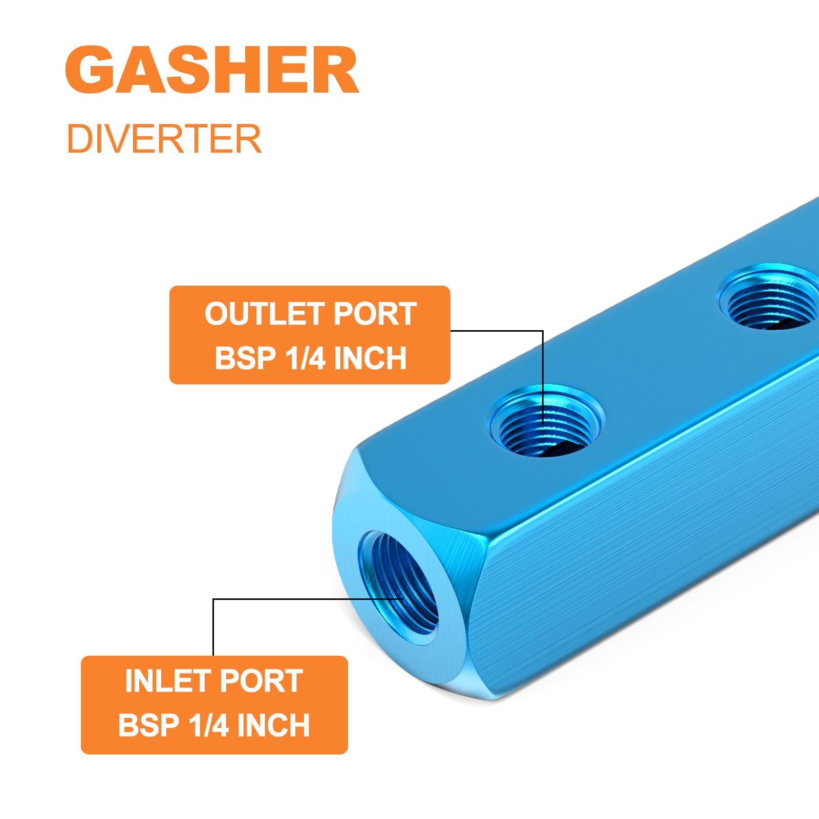 GASHER 2PCS Aluminum 4 Way 7 Port Pneumatic Manifold Air Distribution Block Splitter 1/4" Output Port 1/4" Supply Port - Image 3