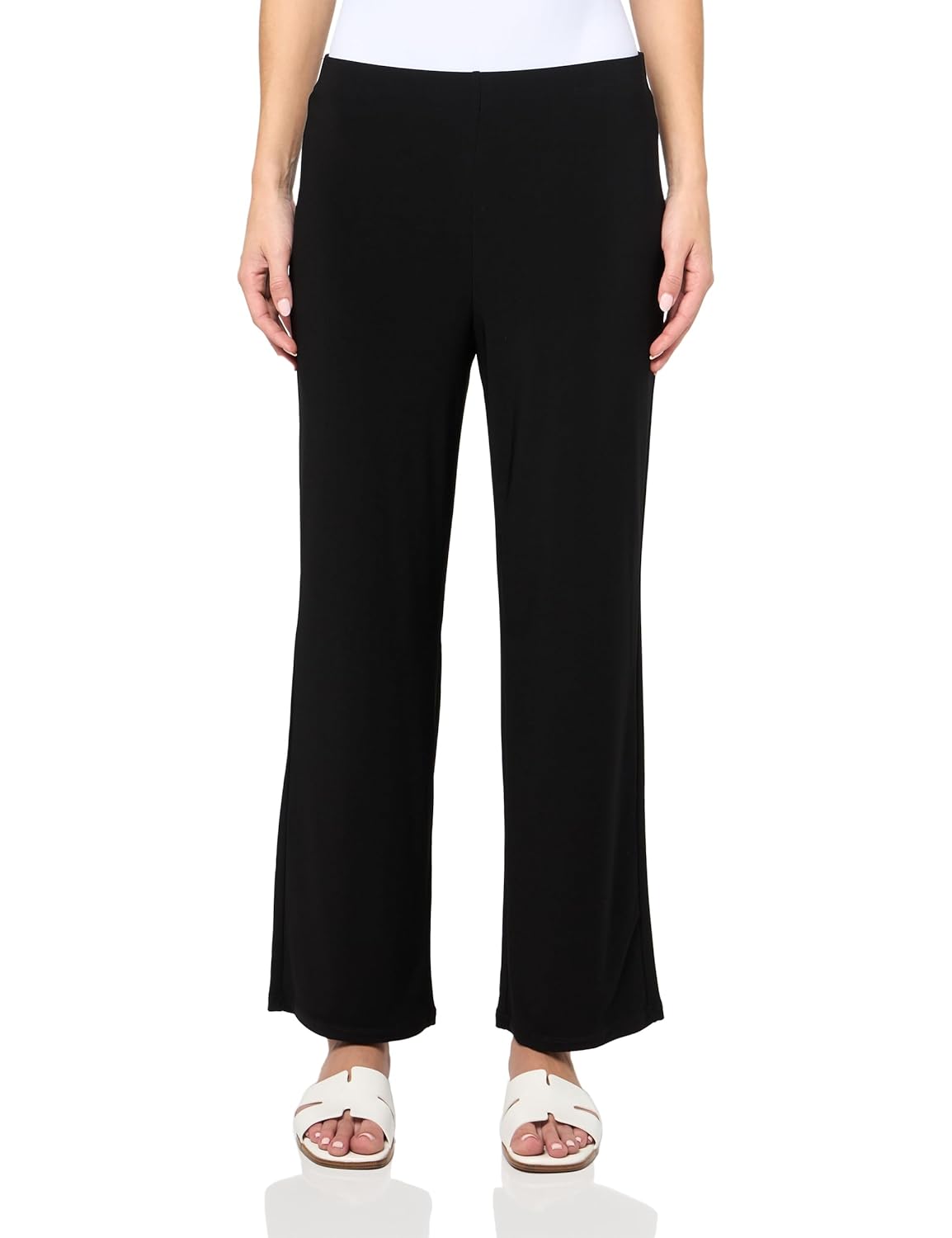 Anne Klein Womens Anne Klein Petite Wide Leg Cropped Jersey Pant