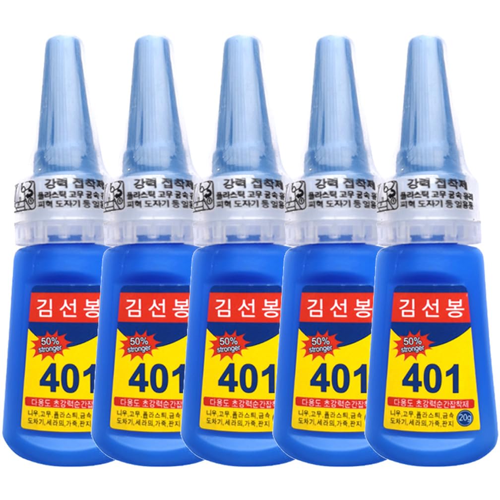 5PCS 401 Glue Adhesivo Instantáneo Rápido Botella de 20g Super Glue Multiusos Líquido Adhesivo Incoloro Super Fuerte