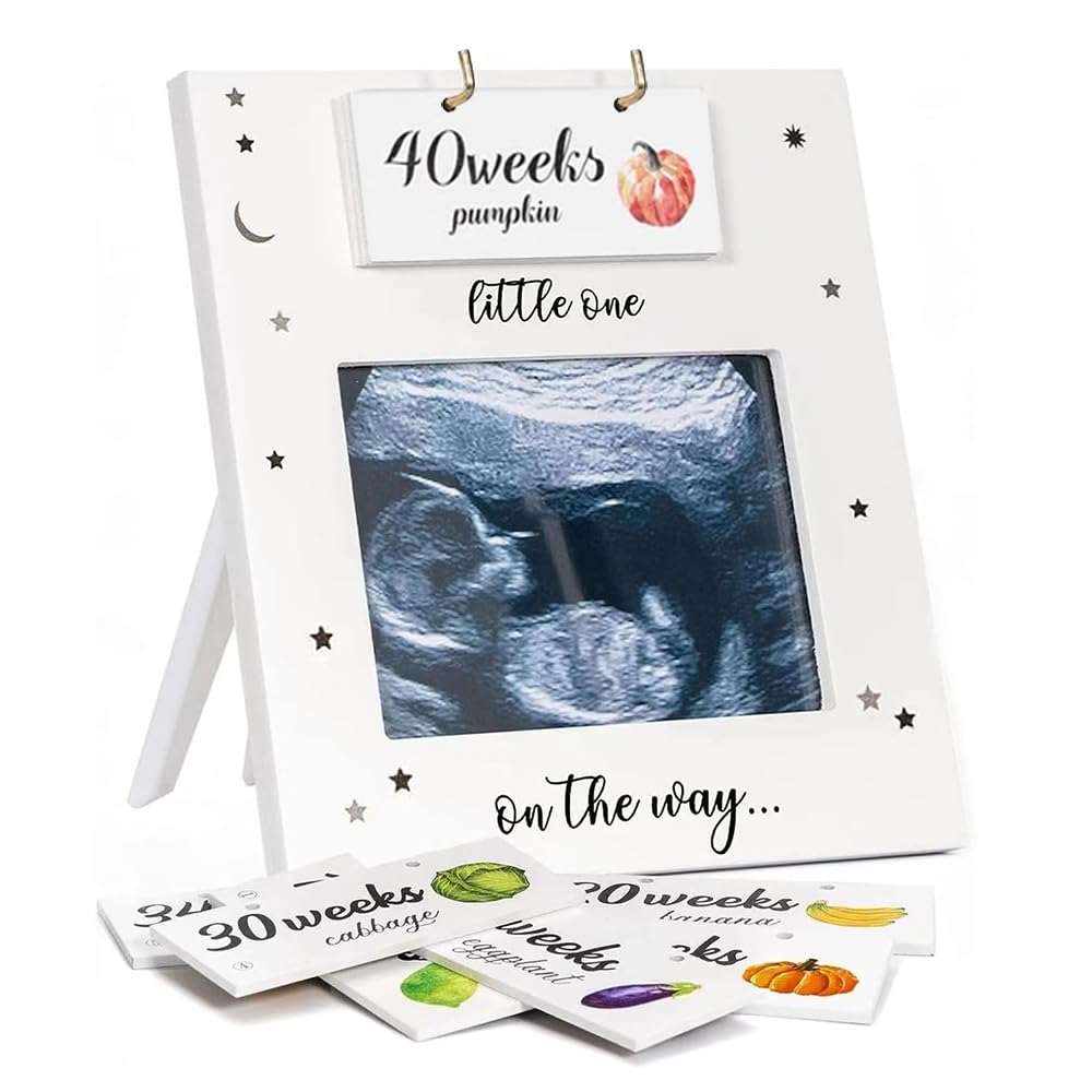 Lotvic Baby Scan Photo Frames, Ultrasound Baby Photo Frame with 8-40 Weeks Countdown (Fruit/Vegetable), Mum to be Gifts