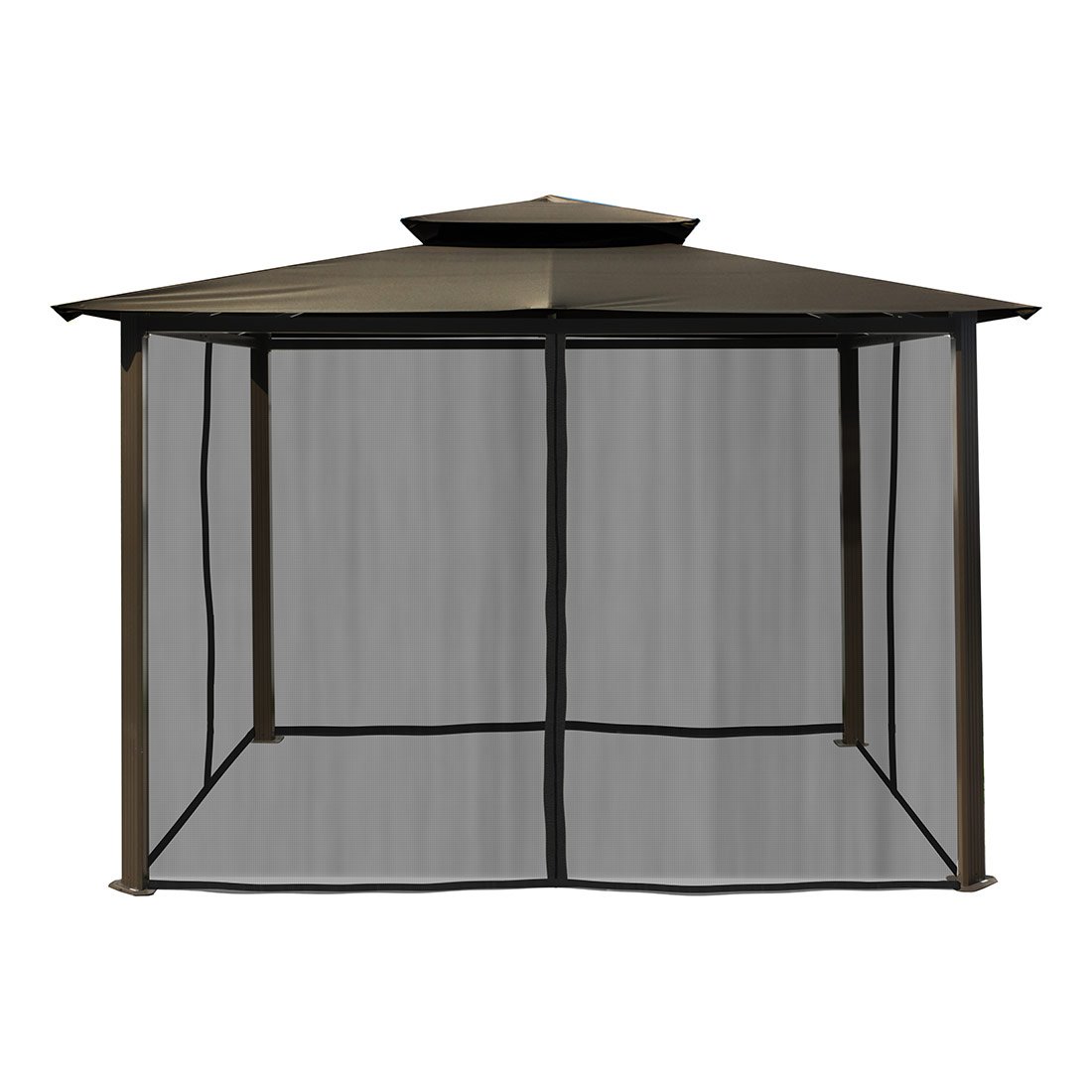 Paragon Outdoor 10’ x 12’ Barcelona Soft Top Gazebo, Bronze Powder-Coated Aluminum Frame with Canopy in Gray with Mosquito Netting for Backyard, Patio, Porch, Garden