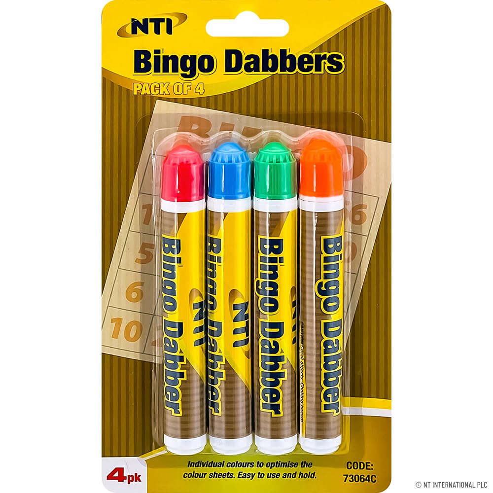 BARGAINS-GALORE 20 Pack Bingo Dabbers - Coloured Dabber Dot Pens Non Grip | Ideal for Bingo Nights with Family and Friends, Teachers, Artists, Marking & Art Projects - Orange Red Blue Green - 20pk