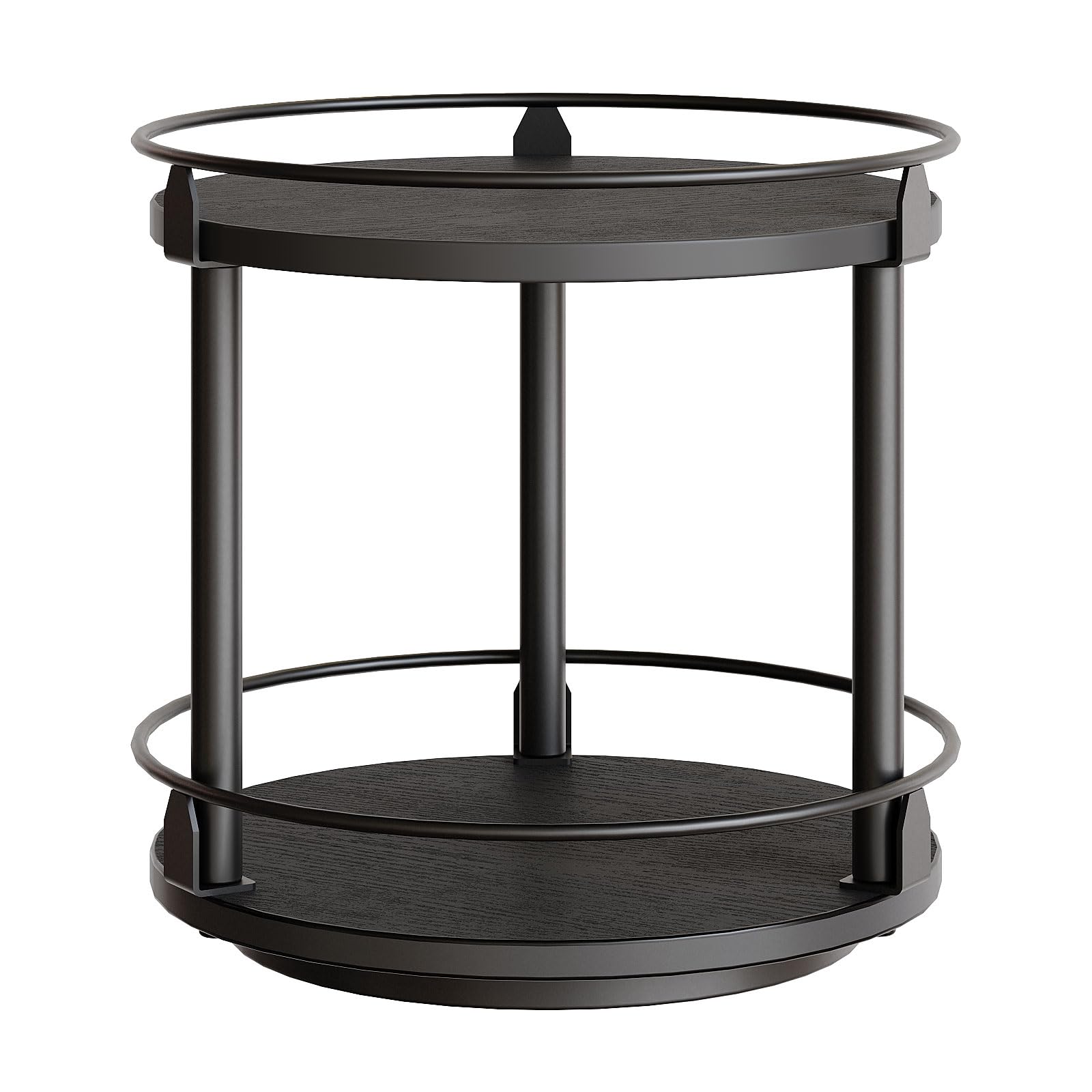YATINEY Lazy Susan Organizer, Rotating Spice Rack, 2 Tier Spice Turntable Organizer, Industrial Turntable Spice Holder, for Kitchen Countertop and Cabinet, Compact and Versatile, Black SR22BK