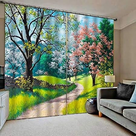 GAYATRI ENTERPRISE 3D Natural Beauty Digital Printed Polysrin Fabric Designer Classic Curtains for Bed Room Kids Room Window/Door/Long Door (Window), Length 5 Feet, Pack of 1