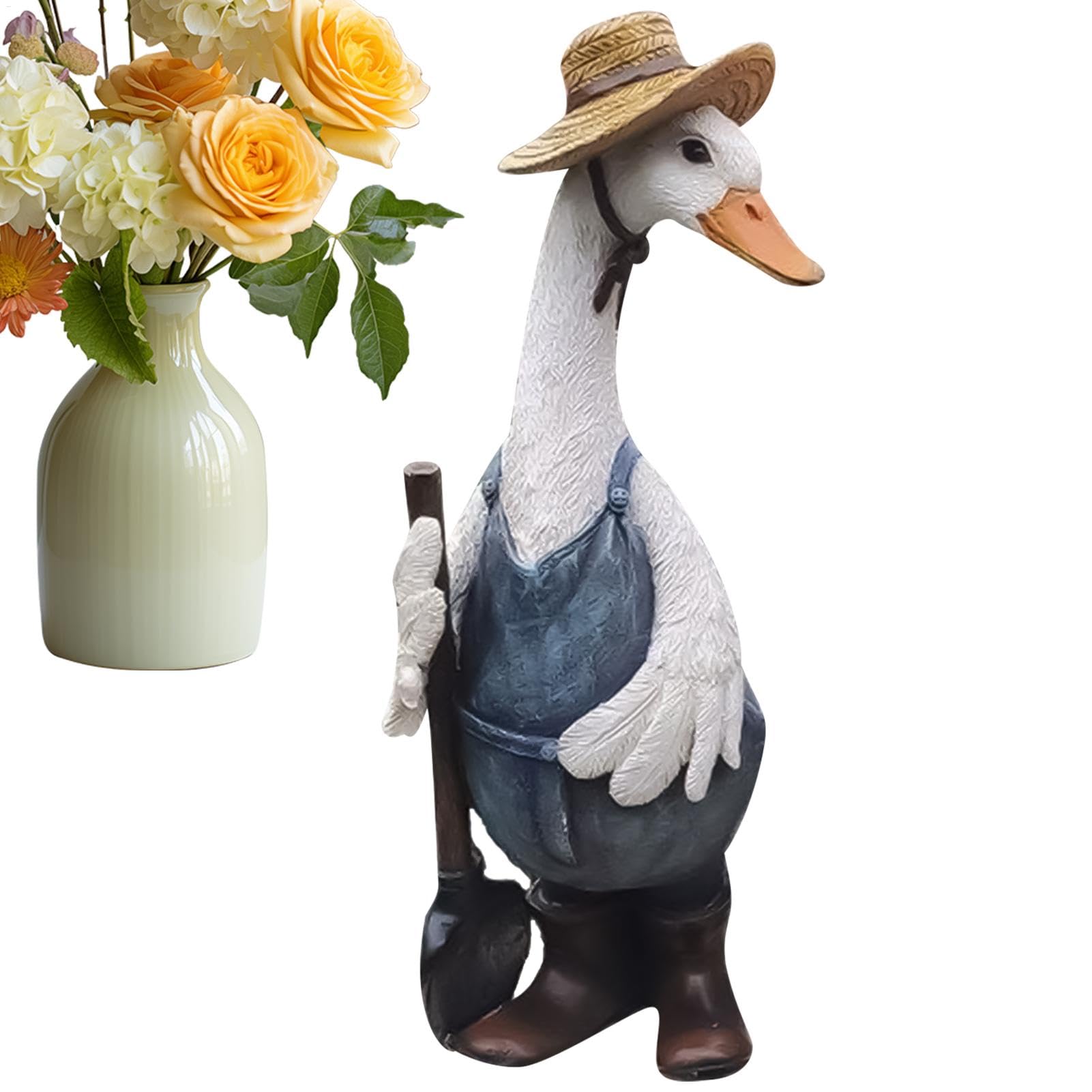 Statue de canard en résine avec tenues charmantes, cadeau idéal pour décoration de maison