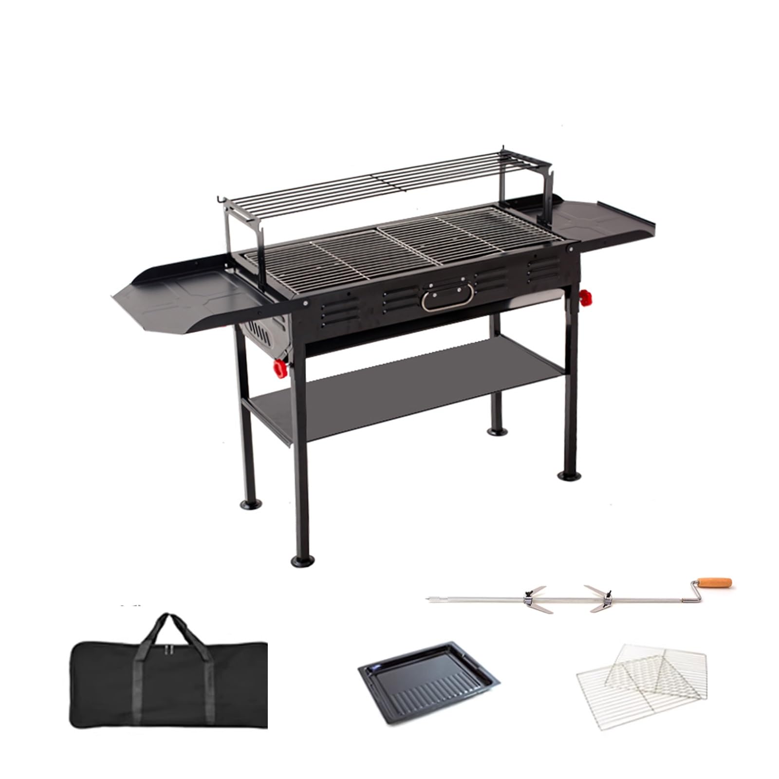 Barbacoa Carbon Portatil Camping Altura Ajustable con Paneles Laterales y Panel Inferior para Jardines Terrazas Balcones con Bolsa de Transporte