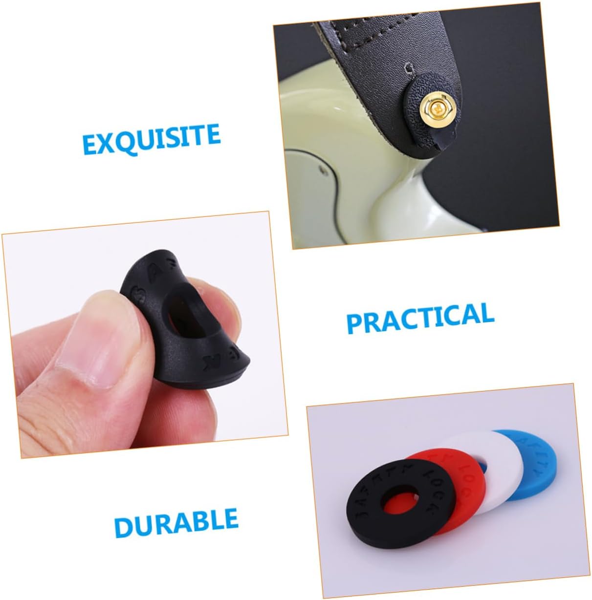 HANABASS Guitar Strap Lock Set Anti-Slip Silicone Guitar Strap Buttons Metal Button Pins Prevents Drop and Provides Secure Fit