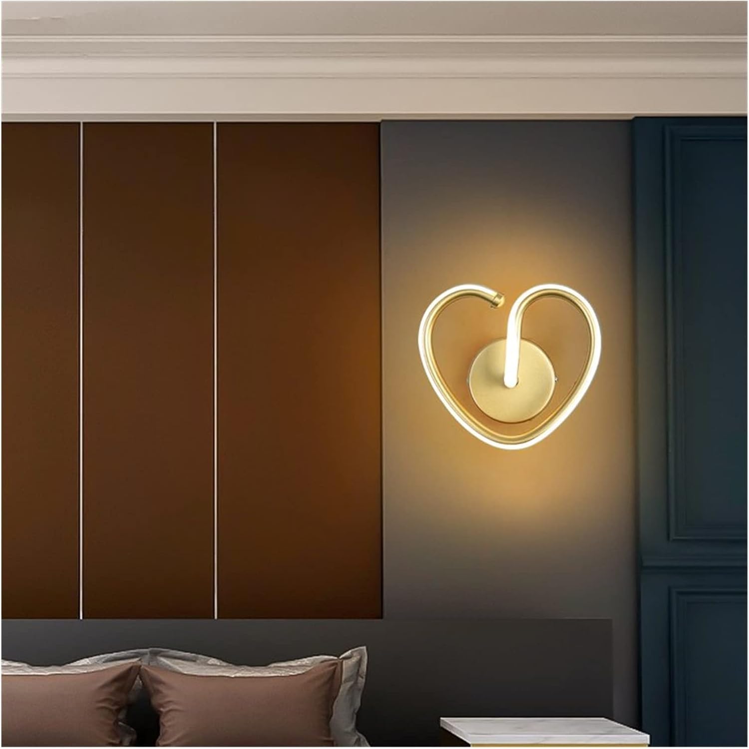 HPTHLY Led Wall Lamps Compatible With Living Room Bedroom Bedside Study Corridor Aisle Gold Black Light Indoor Lighting Fixture Dimmable,Luxury (Gold19X17Cm9W)