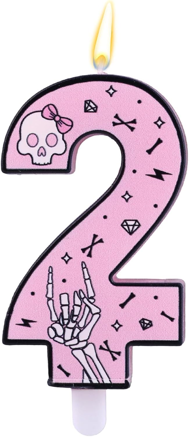 2nd Birthday Candle, Number 2 Cake Decor (Bad Two the Bone)