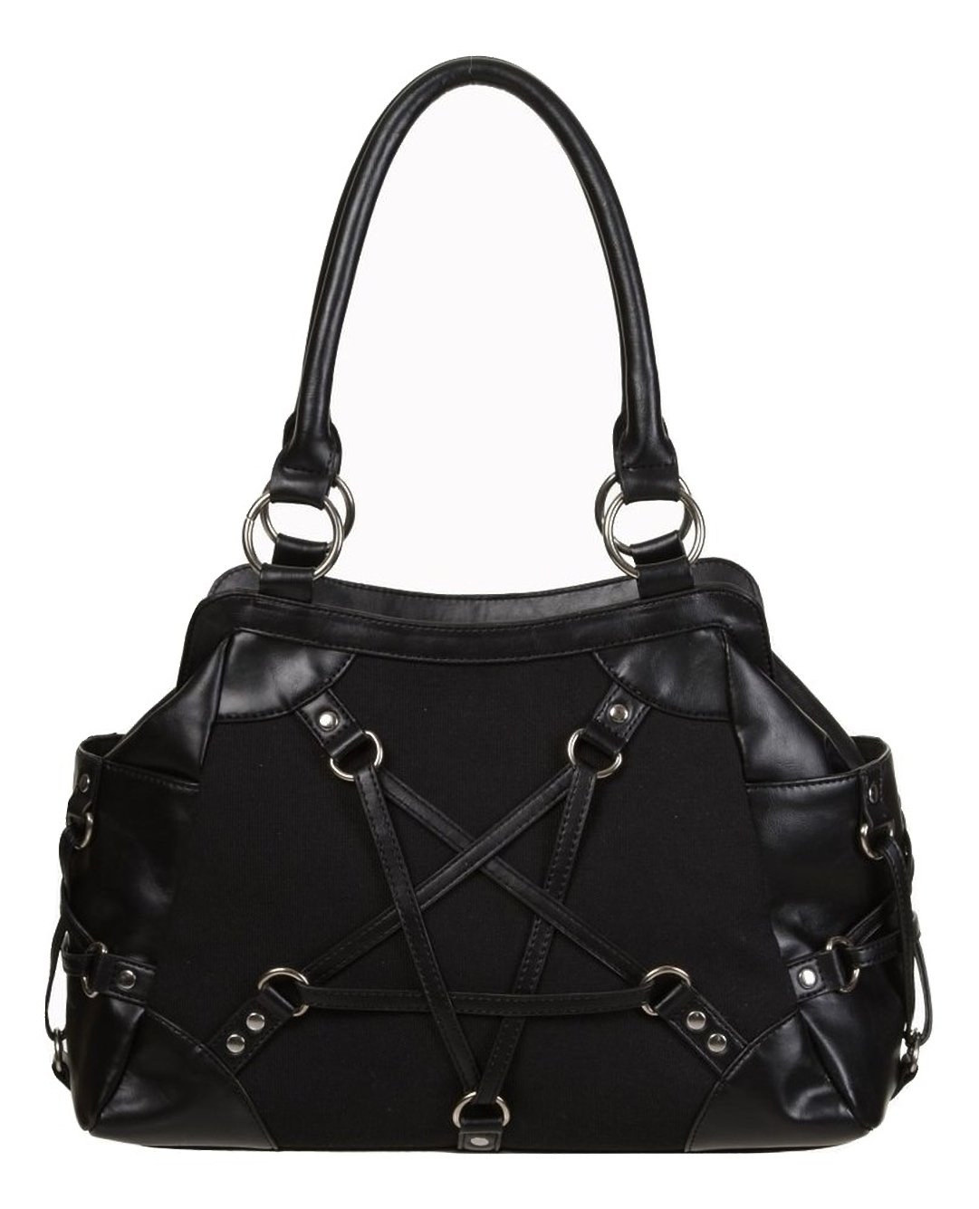 BANNED BLACK STAND STILL PENTAGRAM WITCH OCCULT GOTHIC BAG HANDBAG ALTERNATIVE BEDLAM