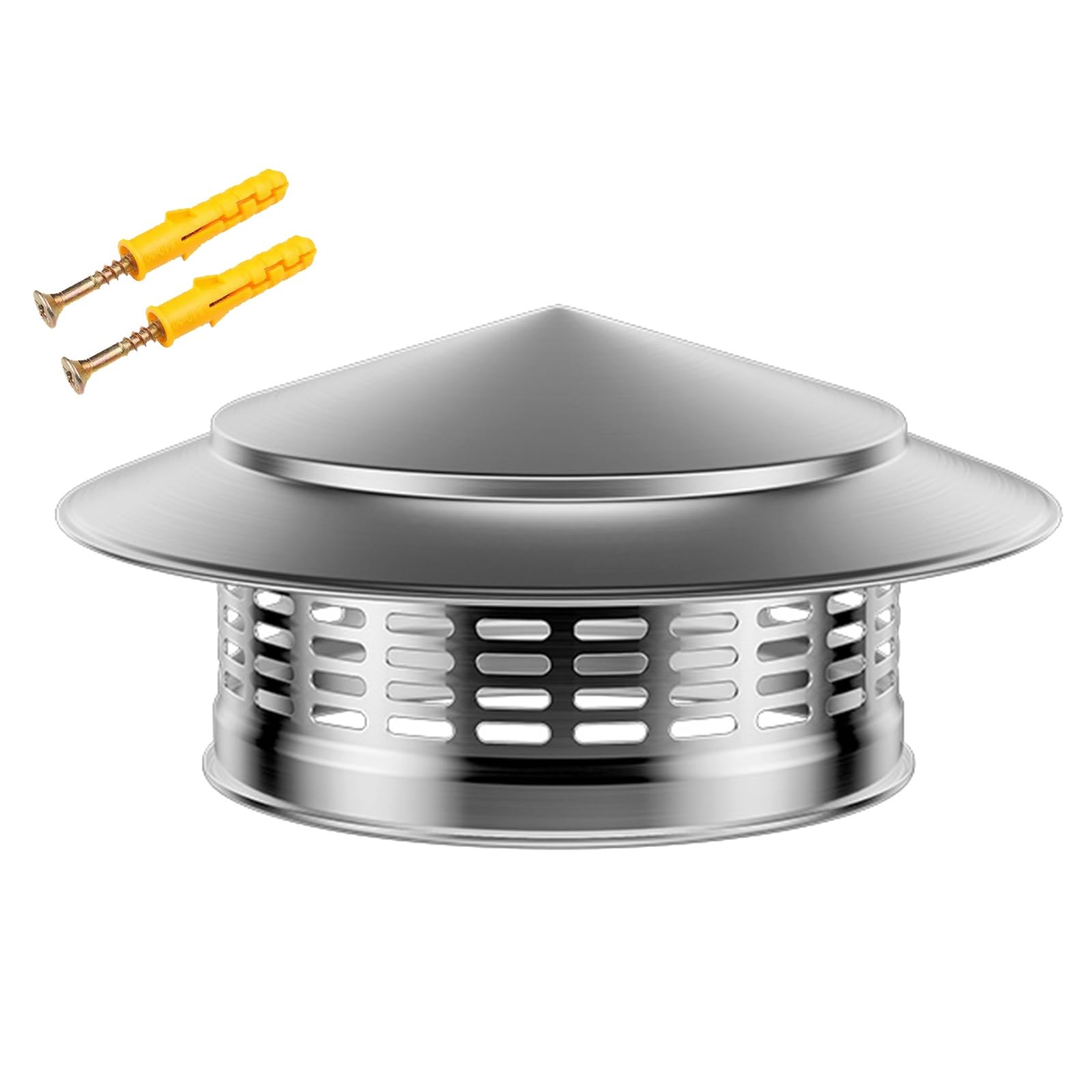 KGLHJDY Stainless Steel Roof Chimney Cowl 75mm 200mm 300mm Bird Guard Rain Cover Cap Round Chimney Cowl for All Types of Chimneys(200mm/7.87in)