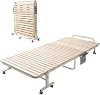 EMOOR Soot Bed Frame, Single, Folding, Foldable, Durable, Paulownia Japanese Futon, Futon, Tatami Mat, Natural, No Box Spring Required