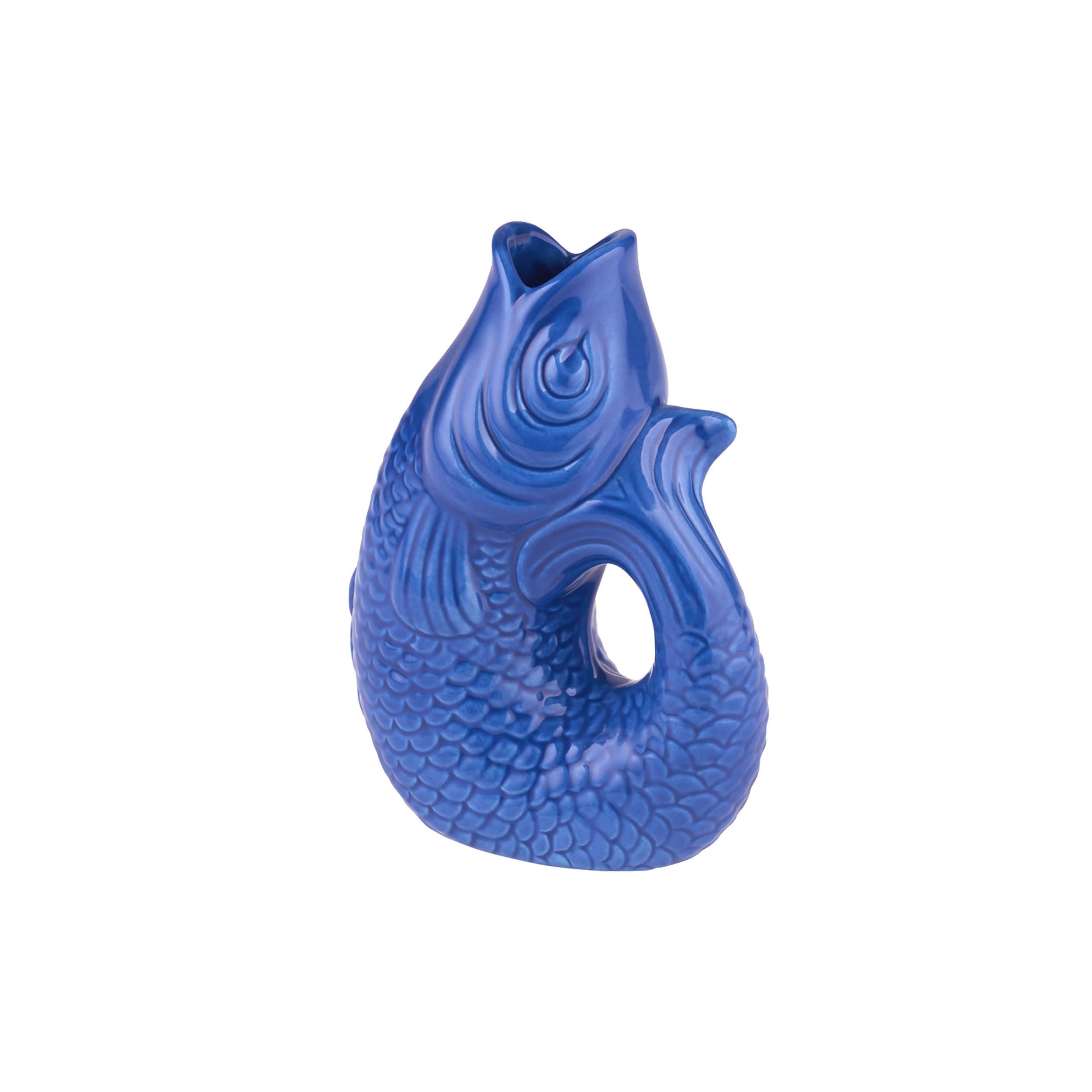 Gift Company Vase Monsieur Carafon S, decorative vase in fish shape, stoneware gray