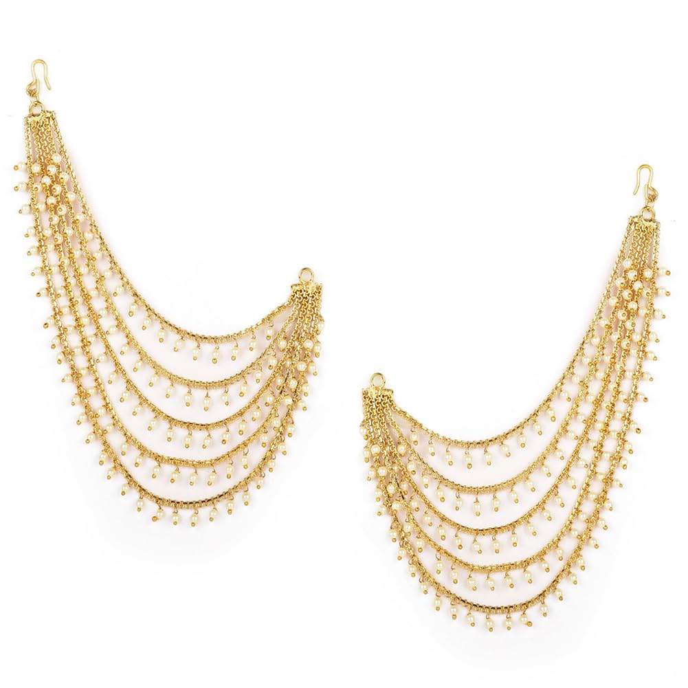 Earrings for Women Girls Stylish Latest Fancy Wedding Party Bahubali Chain Traditional Gold Plated (16080er)