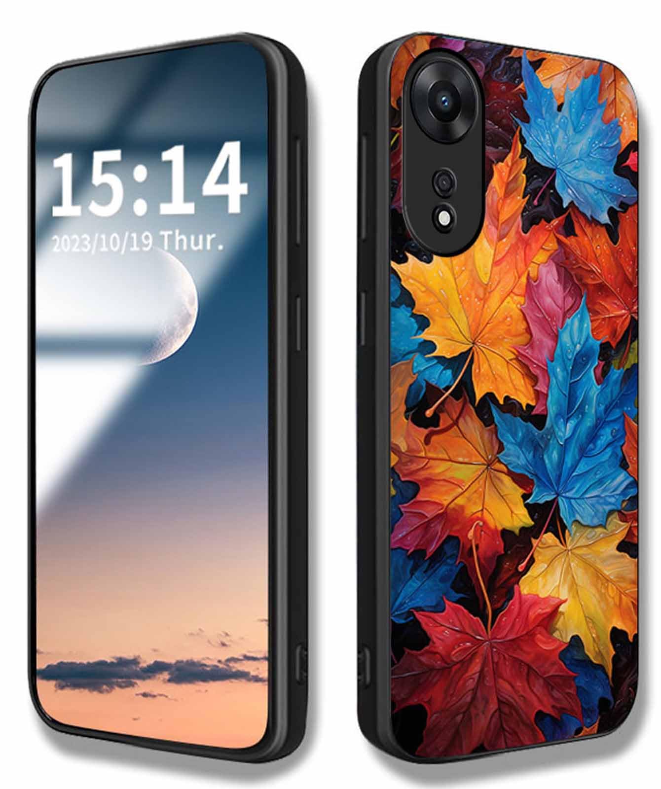 HAOYE Cover per OPPO A78 5G, Custodia in Vetro di Marmo, Vetro Temperato Antigraffio Back Cover + Bordo in Silicone Morbido TPU Protettiva Case(4