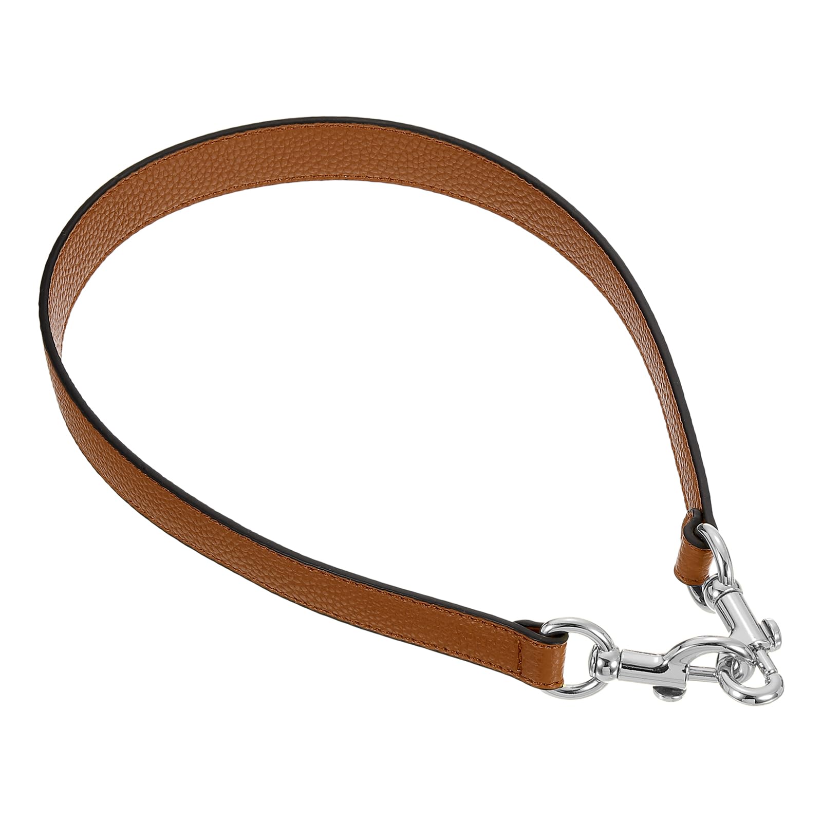 Sangle de sac courte en cuir marron et boucle argent pour sac à main et bandoulière