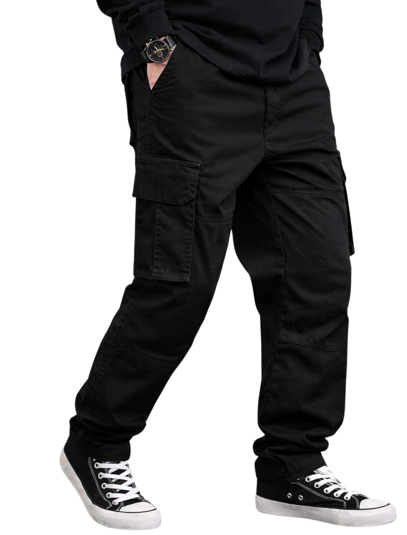 la bento Men’s Pure Cotton Cargo Pants | Regular Fit Solid Casual Cargo Trousers with Multiple Utility Pockets | Breathable Fabric for Travel & Outdoor Use-picture-18