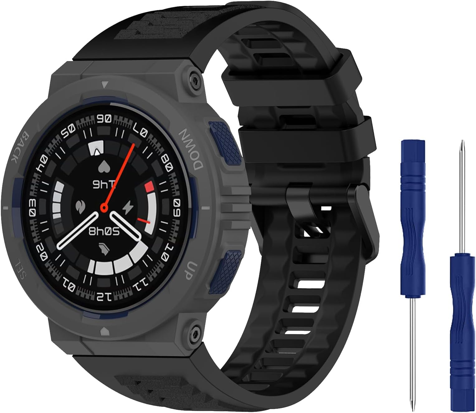 Watch Strap for Amazfit Active Edge, Silicone Breathable Sport Strap for Amazfit Active Edge -Black