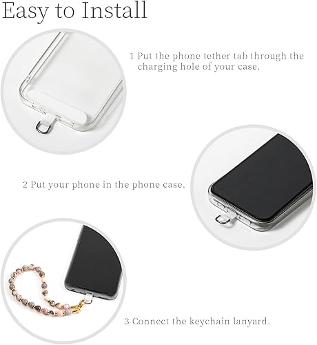 Miniatura 2 de Correa de teléfono con cuentas de mármol, cordón para teléfono celular, cadena para teléfono, correa de muñeca para mujeres para teléfono 14/13