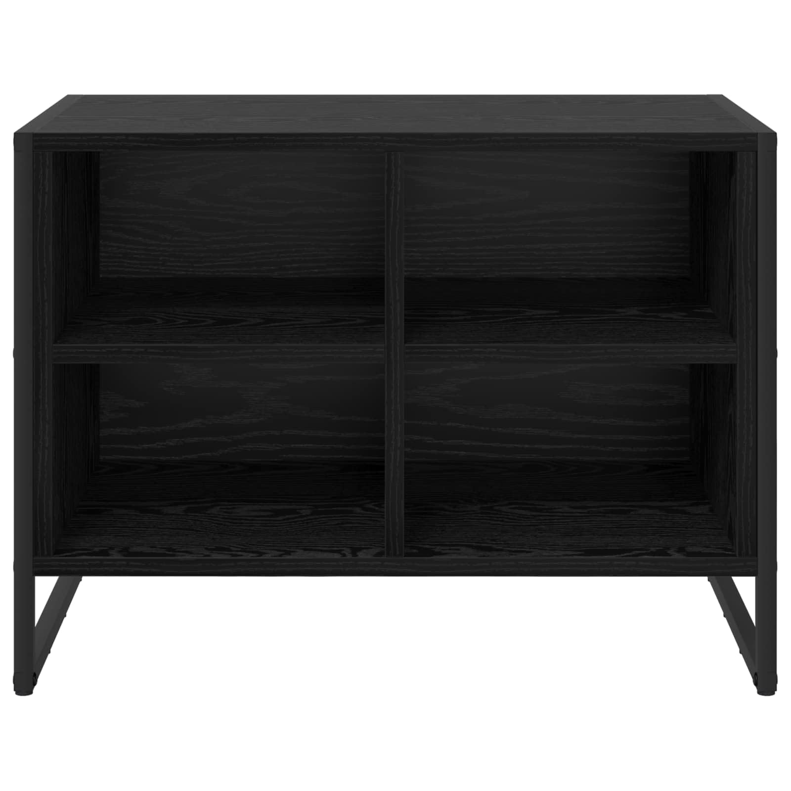 Schuhschrank Schwarz Eichen-Optik 60 x 35 x 44 cm Holzwerkstoff, schmaler Schuhständer mit Stauraum, platzsparende Schuhablage für Flur und Diele, geschlossene Aufbewahrung