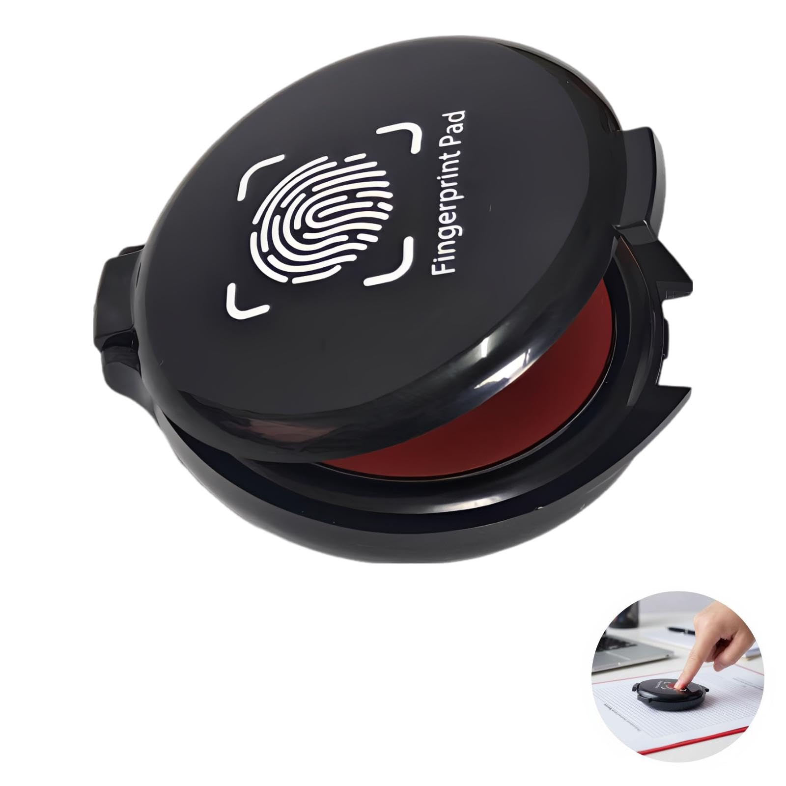 Juego de 20 almohadillas de tinta para huellas dactilares, redondas de 1.9 pulgadas con impresiones rojas claras, almohadillas de sello portátiles para huellas dactilares, suministros notariales