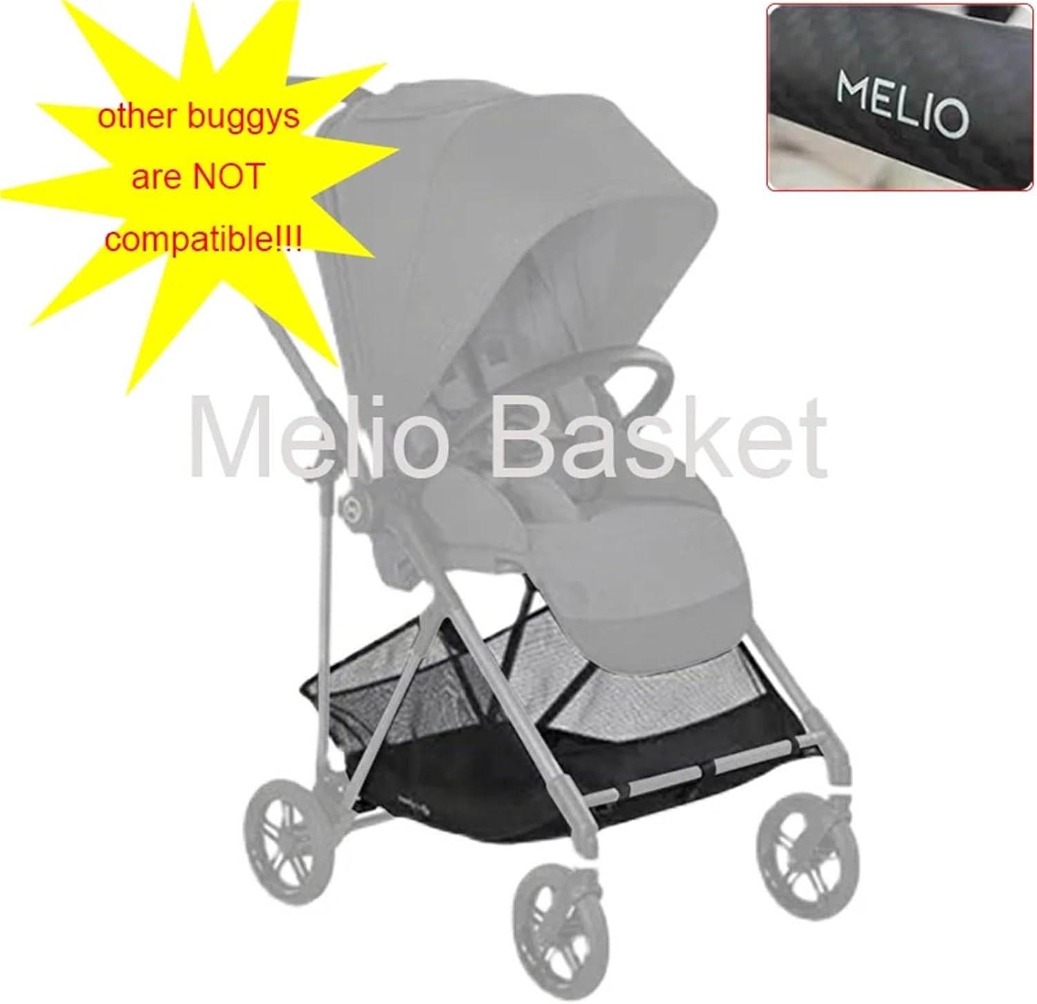Buggy Shopping Basket for Cybex Melio 2/3/Carbon/Pro Pushchair Storage Bag Stroller Daper Bag Baby Travel Accessories(Melio-basket A)