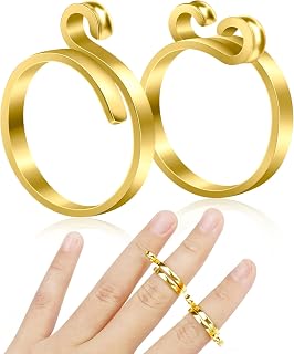 FIVEIZERO 2 PCS Adjustable Knitting Crochet Loop Ring, Brass Open Yarn Guide Crochet Ring for Faster Knitting Yarn Guide Finger Holder Knitting Thimble for Crocheters,2 Styles(Gold)